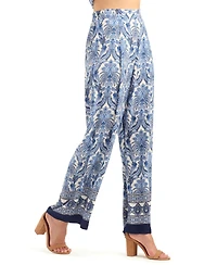 Bcx Women's Printed Wide-Leg Mid-Rise Pants