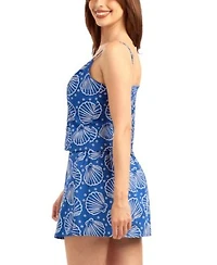 Bcx Womens Puff Print V Neck Woven Tie Front Tank Top Woven Mini Skort Set