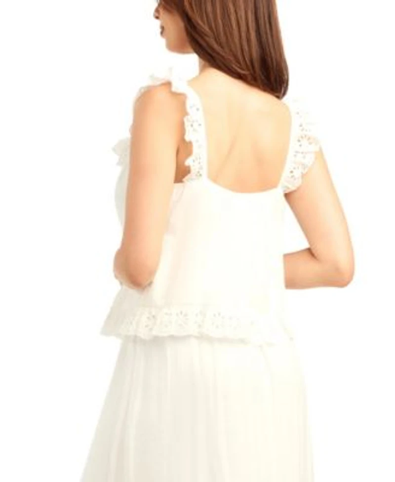 Bcx Womens Ruffle Detail Square Neck Top Textured Pull On Maxi Skirt Set