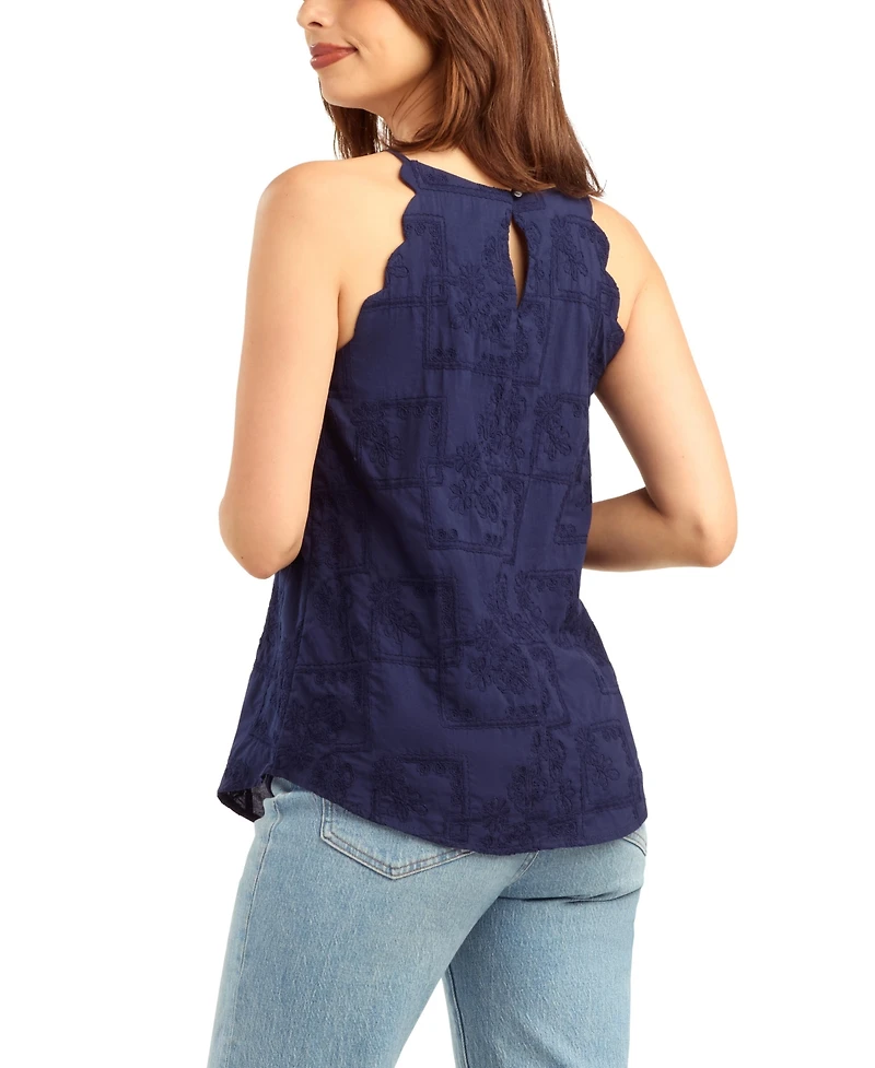 Bcx Women's Patchwork Embroidery Halter Neck Top