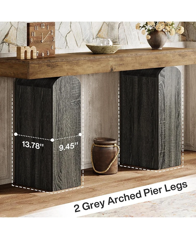Tribesigns 63" Long Entryway Table, Farmhouse Console Table with 2 Arched Pedestal Legs