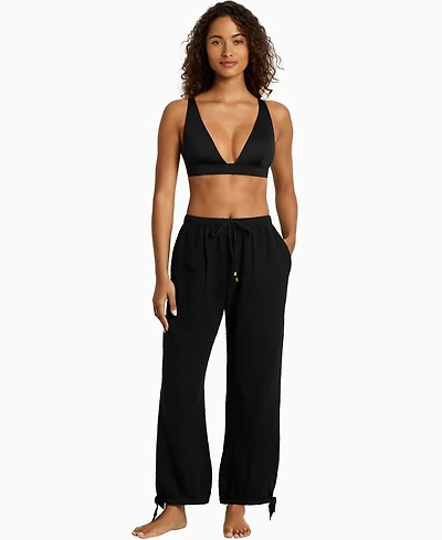 Lauren Ralph Women's Cotton Pull-On Cover-Up Pants