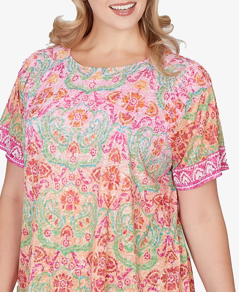 Ruby Rd. Plus Floral Damask Print Knit Top