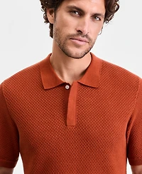 Alfani Men's Short-Sleeve Textured Collared Sweater, Macy's Exclusive