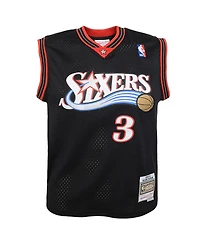 Mitchell & Ness Big Boys and Girls Allen Iverson Black Philadelphia 76ers 2000-01 Swingman Road Jersey