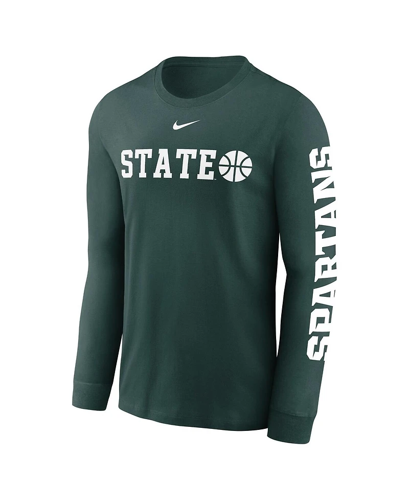 Nike Men's Green Michigan State Spartans Basketball Icon Two-Hit Long Sleeve T-Shirt