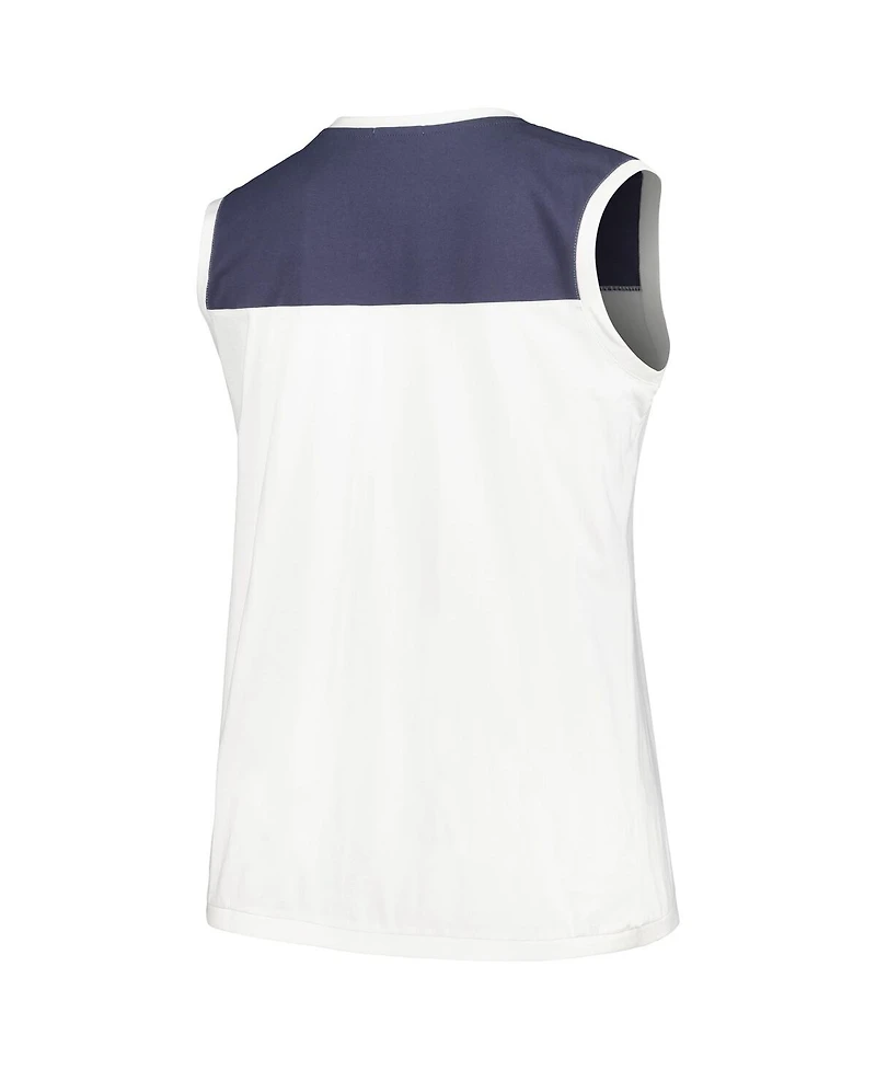 '47 Brand Women's White/Navy Tampa Bay Rays Plus Waist Length Muscle Tank Top