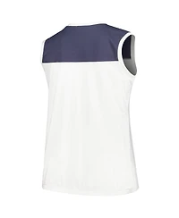 '47 Brand Women's White/Navy Tampa Bay Rays Plus Waist Length Muscle Tank Top