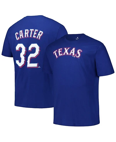 Fanatics Men's Evan Carter Royal Texas Rangers Big Tall Name Number T-Shirt