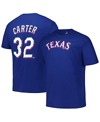 Fanatics Men's Evan Carter Royal Texas Rangers Big Tall Name Number T-Shirt