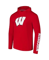 Colosseum Men's Red Wisconsin Badgers Logo Lockup Active Blend Long Sleeve T-Shirt Hoodie