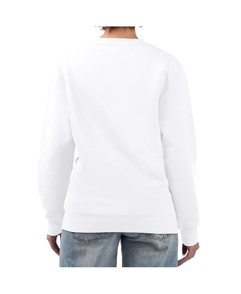 G-iii 4Her By Carl Banks Women's White Boston Celtics Heart Graphic Fleece Pullover Sweatshirt