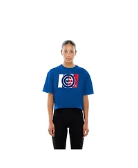 New Era Women's Royal Chicago Cubs Boxy Foil Logo T-Shirt