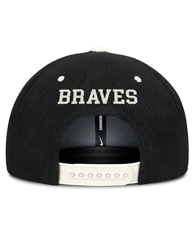 Nike Men's Black Atlanta Braves Pro Corduroy Structured Snapback Hat