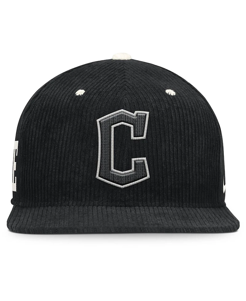 Nike Men's Black Cleveland Guardians Pro Corduroy Structured Snapback Hat