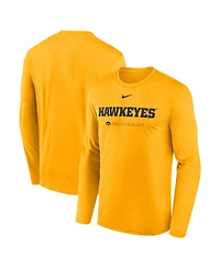 Nike Men's Gold Iowa Hawkeyes 2025 Courtside Basketball Shootaround Legend Dri-fit Long Sleeve T-Shirt