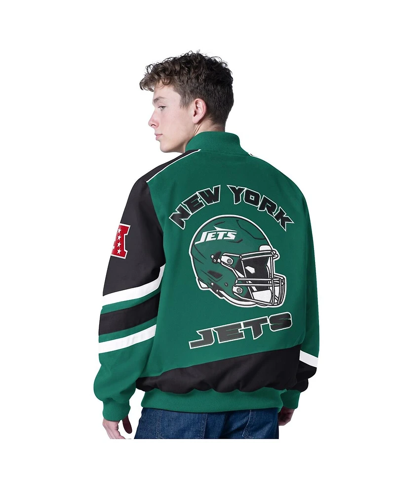 G-iii Sports by Carl Banks Men's Green New York Jets Prime Time Full-Zip Racing Jacket