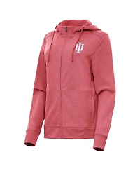 Antigua Women's Heather Crimson Indiana Hoosiers Seeker Full-Zip Hoodie Jacket