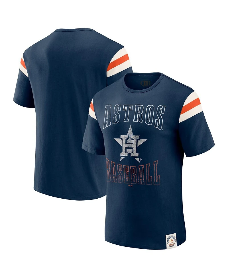 Darius Rucker Collection By Fanatics Men's Navy Houston Astros Distressed Sleeve Stripe T-Shirt