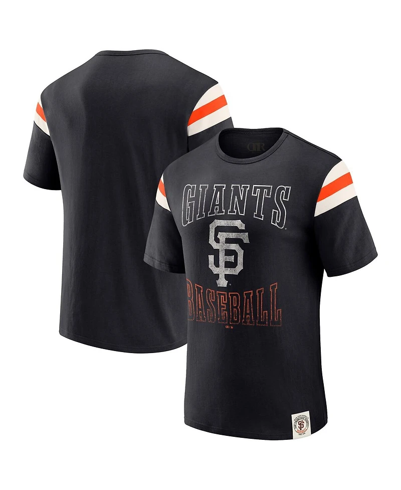 Darius Rucker Collection By Fanatics Men's Black San Francisco Giants Distressed Sleeve Stripe T-Shirt