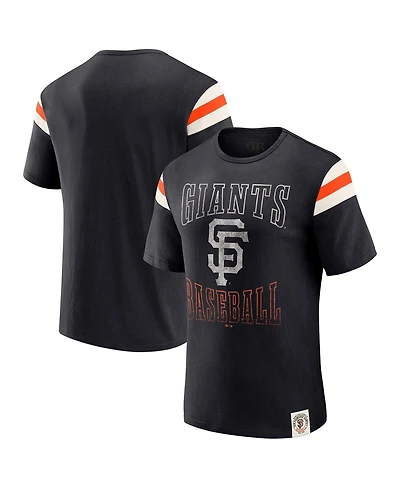 Darius Rucker Collection By Fanatics Men's Black San Francisco Giants Distressed Sleeve Stripe T-Shirt