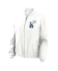 Wear by Erin Andrews Women's White Los Angeles Dodgers Full-Zip Bomber Jacket