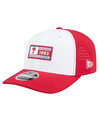 New Era Men's White/Red Philadelphia Phillies Established Patch 9SEVENTY Adjustable Hat