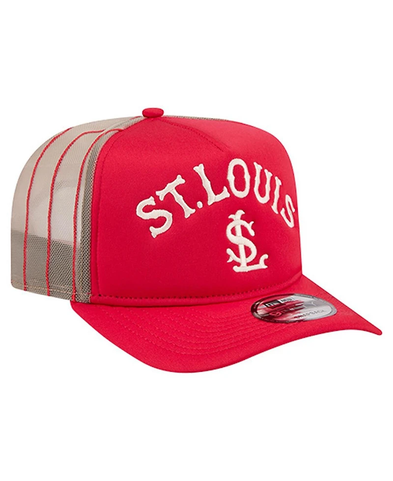 New Era Men's Red St. Louis Cardinals Vintage Arched Foam Front 9FIFTY A-Frame Adjustable Trucker Hat