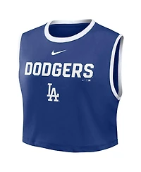 Nike Women's Royal Los Angeles Dodgers Primetime Loose Dri-fit Cropped Tank Top