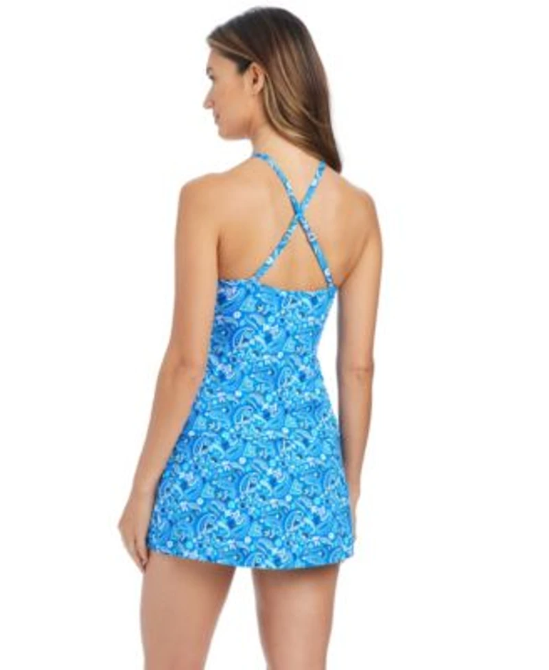 Bleu By Rod Beattie Womens High Neck Lattice Front Swim Tankini Top High Waist Skirt