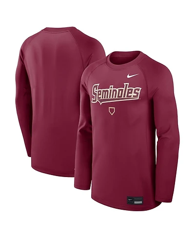 Nike Men's Garnet Florida State Seminoles Dugout Game Time Raglan Dri-fit Long Sleeve T-Shirt