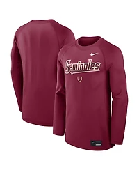 Nike Men's Garnet Florida State Seminoles Dugout Game Time Raglan Dri-fit Long Sleeve T-Shirt