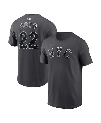 Nike Men's Juan Soto Anthracite New York Mets City Connect Name Number T-Shirt