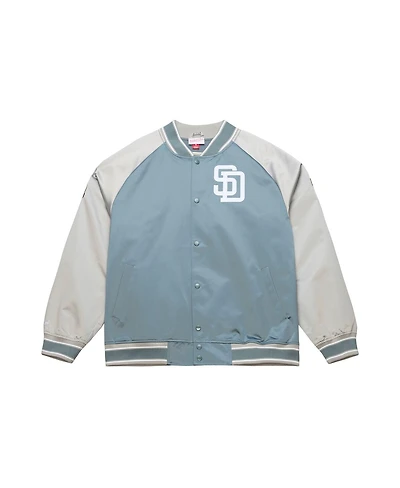 Mitchell Ness Men's Gray San Diego Padres Thunderstorm Head Coach Lightweight Satin Full-Snap Jacket
