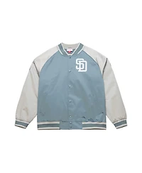 Mitchell Ness Men's Gray San Diego Padres Thunderstorm Head Coach Lightweight Satin Full-Snap Jacket