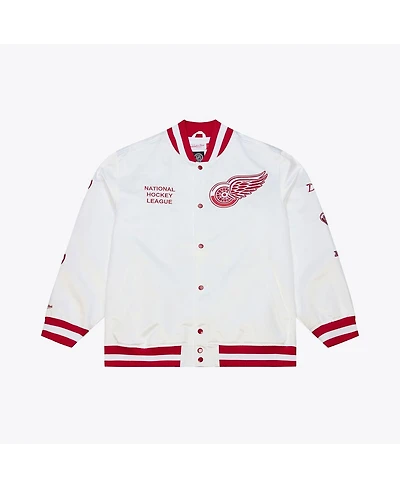 Mitchell & Ness Men's White Detroit Red Wings Arctic Lightweight Satin Full-Snap Jacket