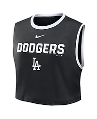 Nike Women's Black Los Angeles Dodgers Primetime Loose Dri-fit Cropped Tank Top