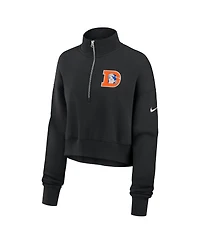 Nike Women's Black Denver Broncos Legacy Phoenix Fleece Cropped Half-Zip Sweatshirt