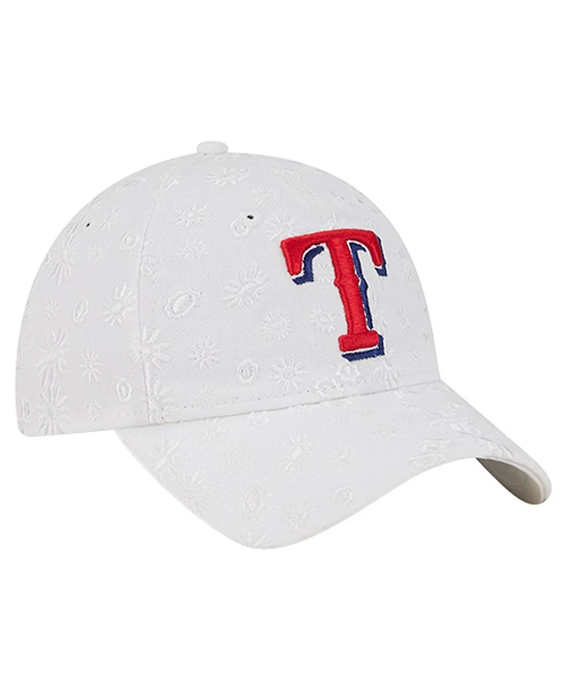 New Era Women's White Texas Rangers Floral Mesh 9TWENTY Adjustable Hat