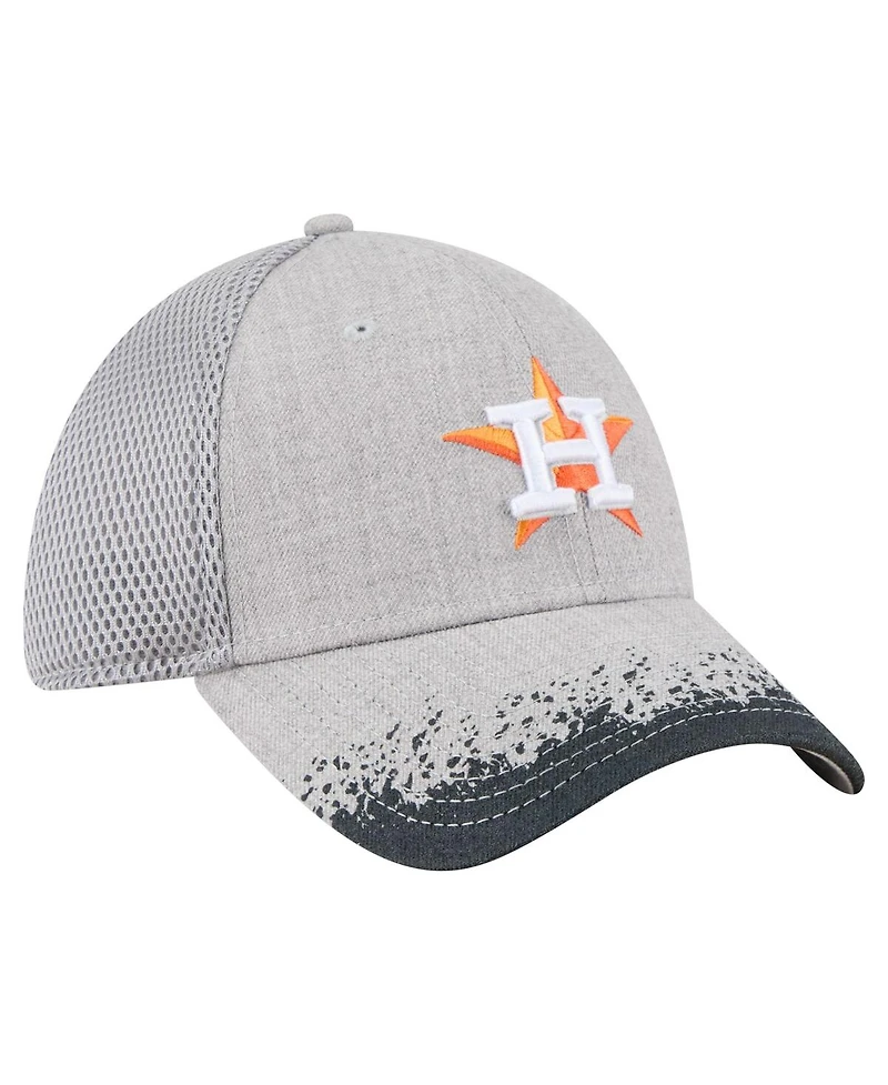 New Era Men's Gray Houston Astros Visor Paint Splatter 39THIRTY Flex Hat