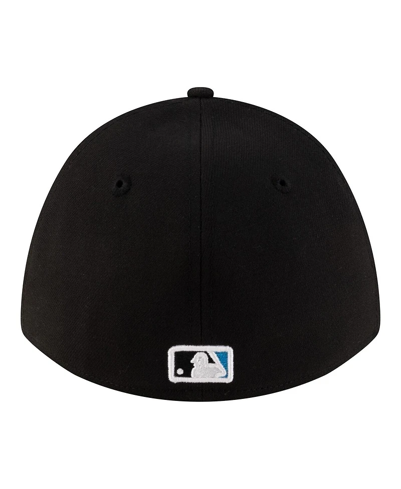 New Era Men's Black Miami Marlins Player Replica 39THIRTY M-Crown Flex Hat