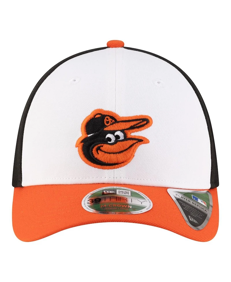 New Era Men's White/Orange Baltimore Orioles Player Replica 39THIRTY M-Crown Flex Hat