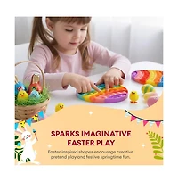 Sperric Easter Plush Bunny & Pop It Toys Bundle, Soft Baby Bunny Holding Carrot and 3-Pack Rainbow Bunny, Chicken & Egg Pop Fidget Toys