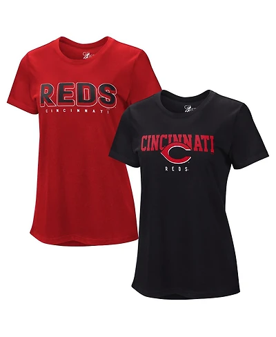 G-iii 4Her by Carl Banks Women's Red/Black Cincinnati Reds Two T-Shirt Combo Pack
