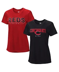 G-iii 4Her by Carl Banks Women's Red/Black Cincinnati Reds Two T-Shirt Combo Pack