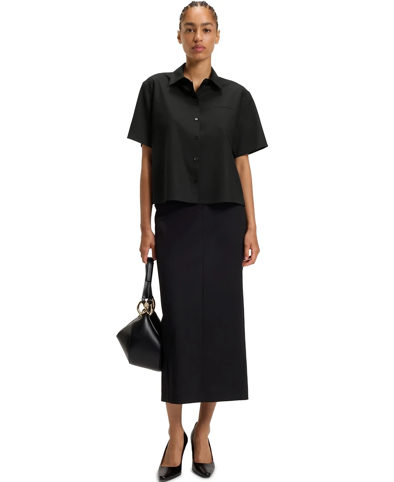 Boss by Hugo Women's Virgin Wool Regular-Fit Blouse