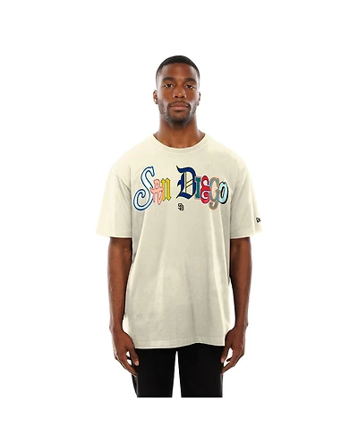 New Era Men's Cream San Diego Padres Ransom Note Oversized T-Shirt