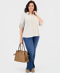 Style & Co Plus Button-Front Collar Roll-Tab Shirt, Macy's Exclusive