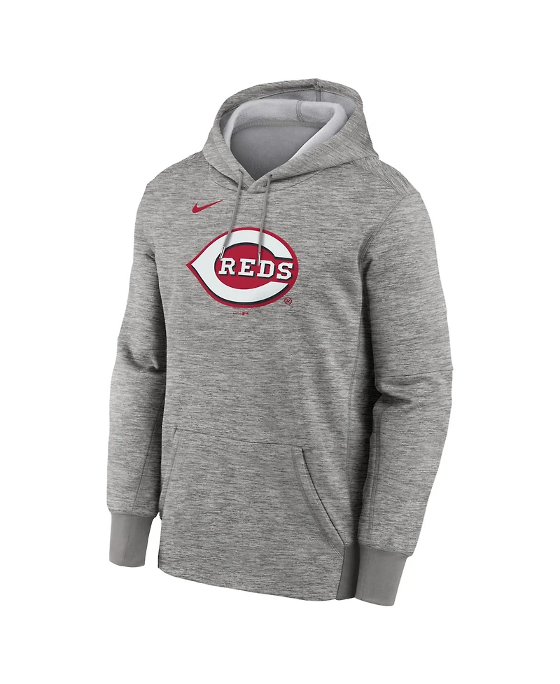 Nike Men's Heather Gray Cincinnati Reds Primary Logo Therma Hoodie