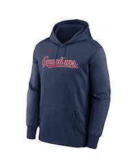 Nike Men's Navy Cleveland Guardians Primary Wordmark Therma Hoodie